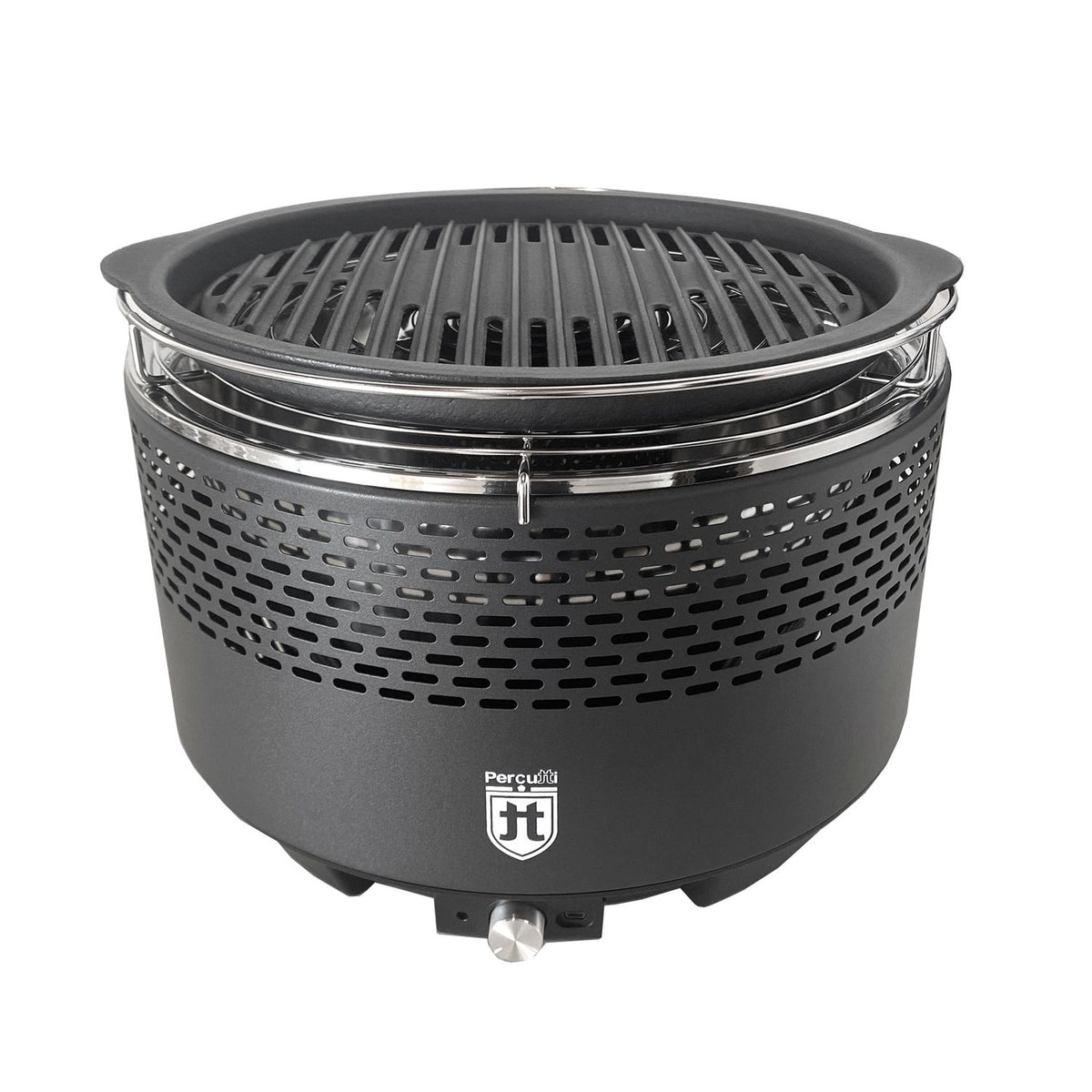 Przenośny grill bezdymny Percutti | Wentylator USB | Grill węglowy z torbą transportową | Szybkie i czyste gotowanie | Idealny na balkon, kemping, do ogrodu lub na patio(Por omisión)