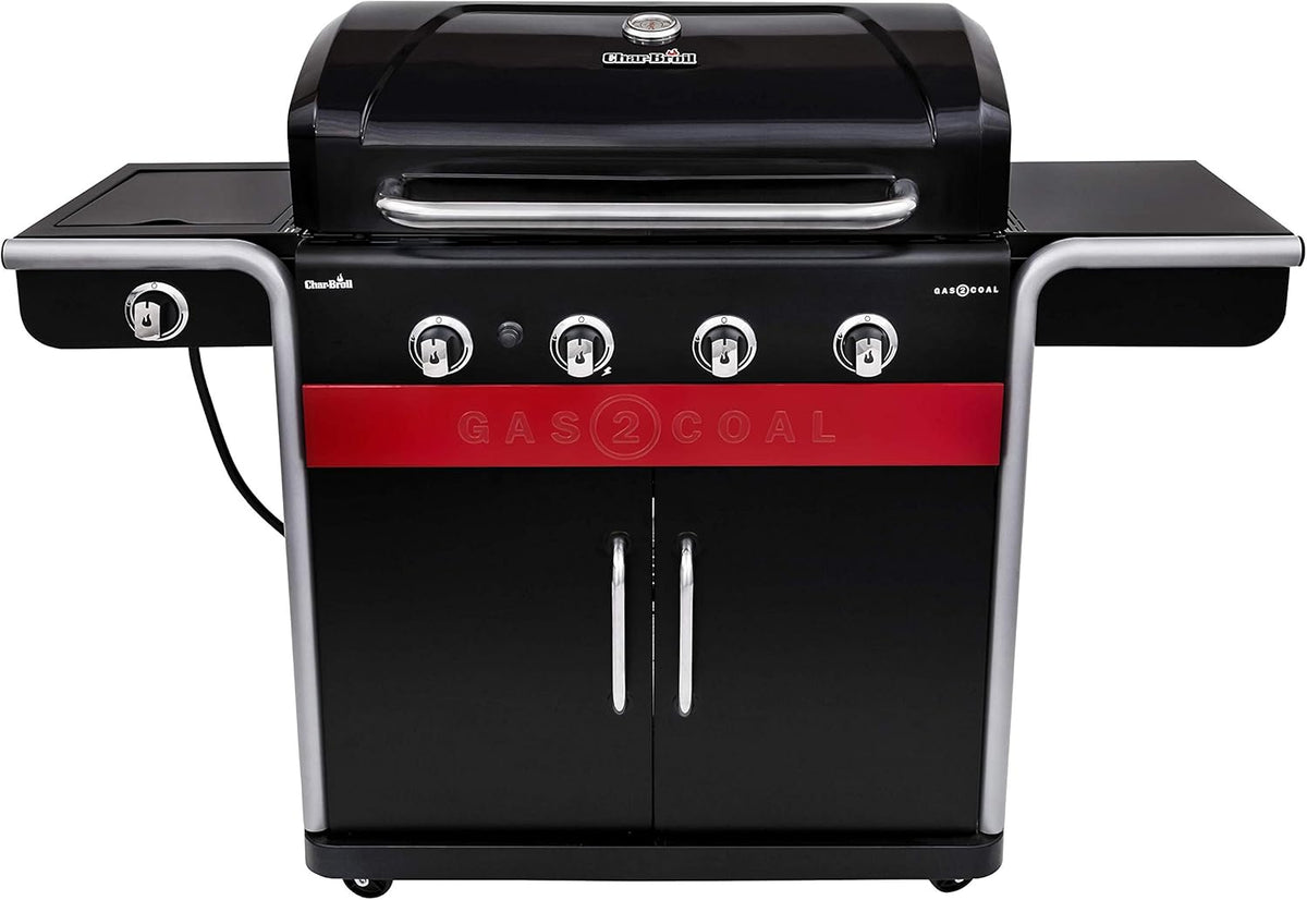 Grill hybrydowy Gas2Coal®: Trzypalnikowy grill gazowo-węglowy, wykończenie w kolorze czarnym.(3 quemadores/Parrilla para barbacoa)