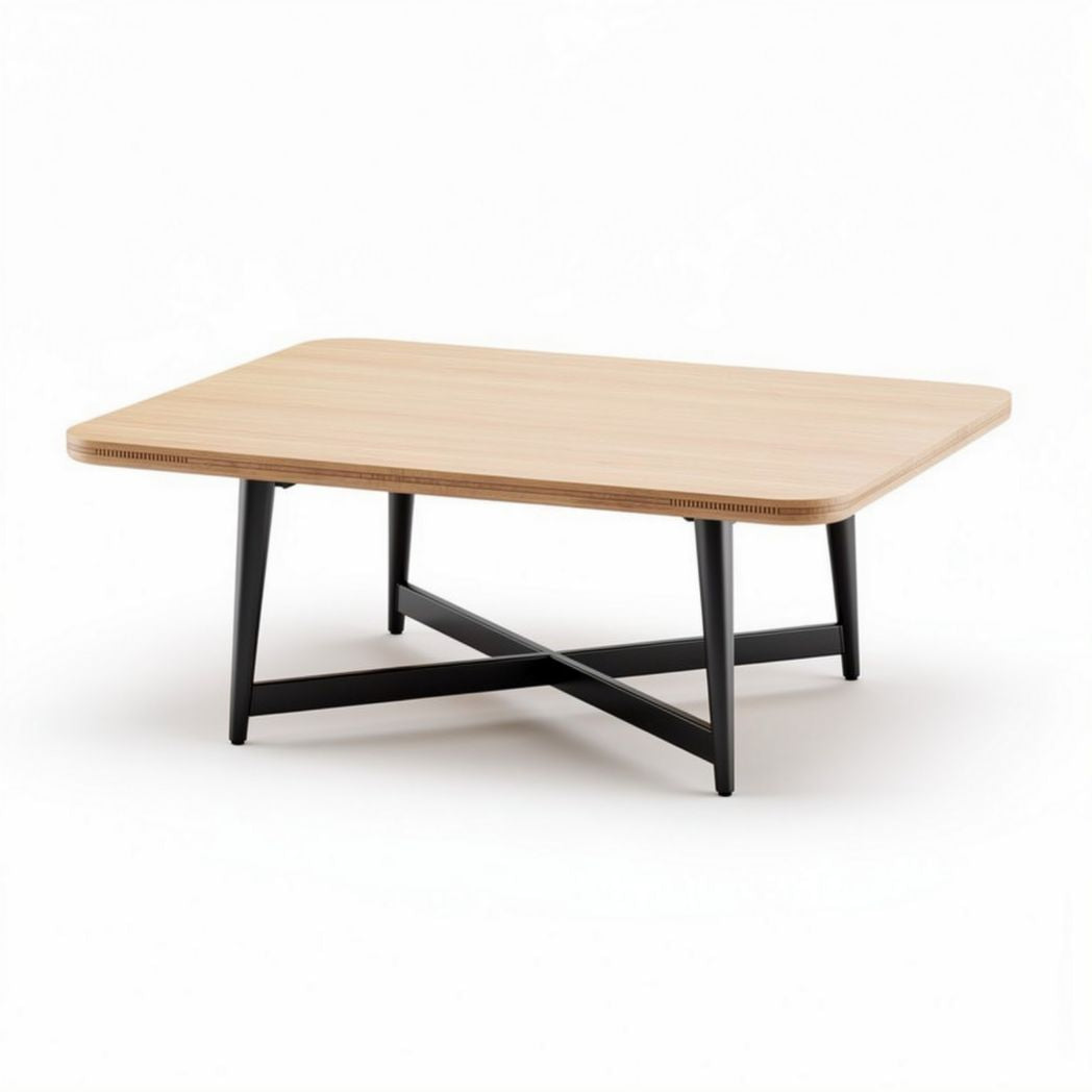 Stolik kawowy z drewna i metalu w kolorze naturalnym 120 x 80 x 40cm